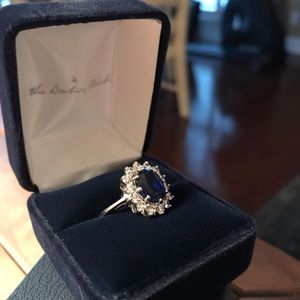 Princess Diana sapphire & CZ ring by Danbury Mint